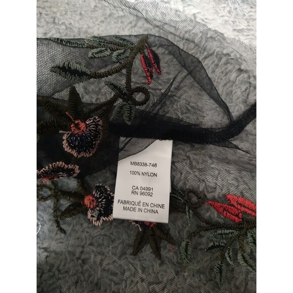 Dalia Sheer Embroidered Floral Flared Sleeve Top Small Multicolor Boho Feminine - Picture 8 of 11